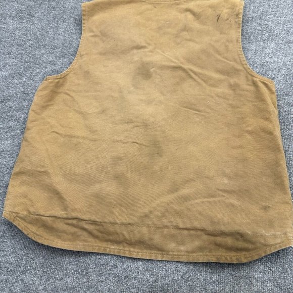 Carhartt Canvas Duck Vest Men Large Full Zip Sherpa Lined Distress Brown V26 CML - Picture 9 of 13